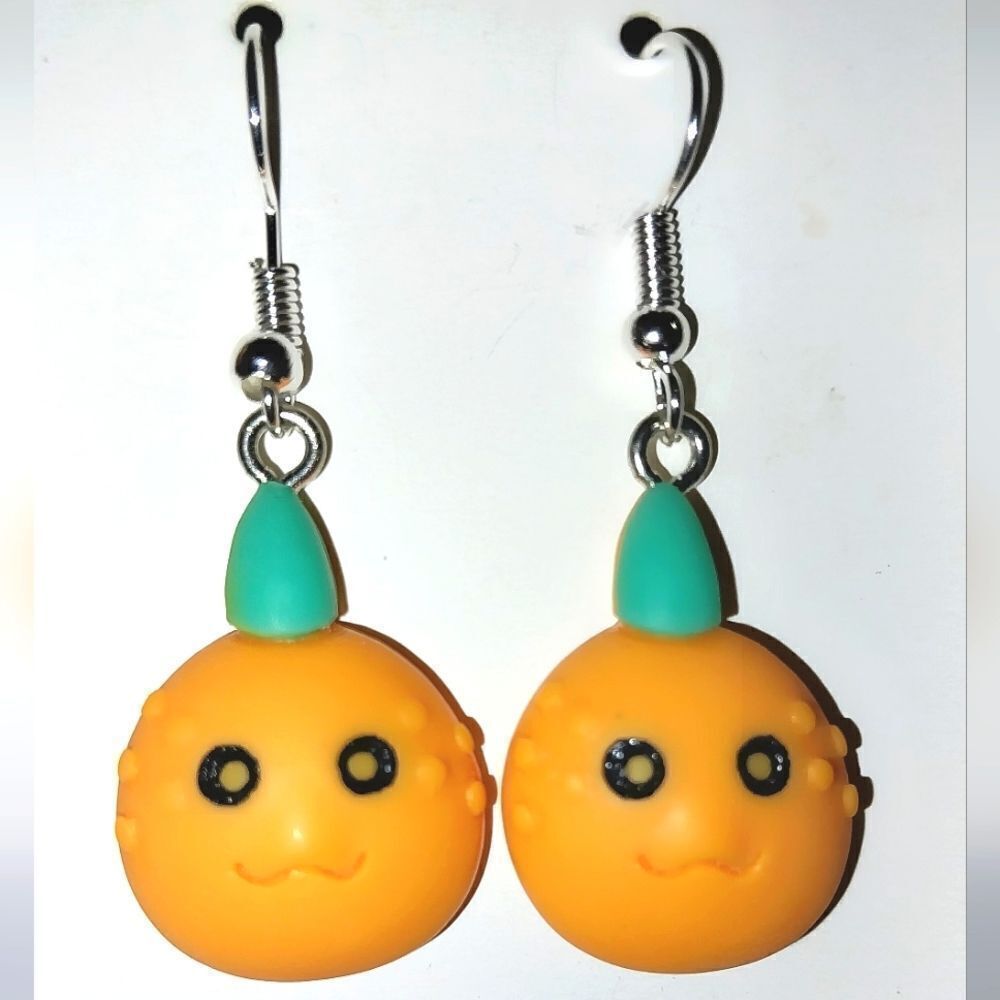 Pumpkin Head Super Cute Festive Holiday Earrings - Picture 2 of 5